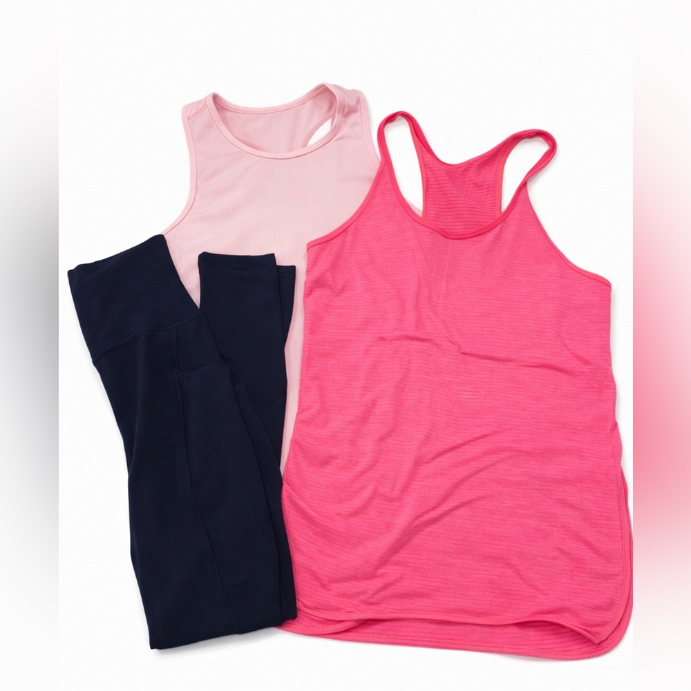 Women's Pink Tank Tops and Navy Leggings Set